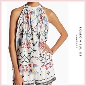 NWT Romeo Juliet Couture Embroidery Sleeveless Top